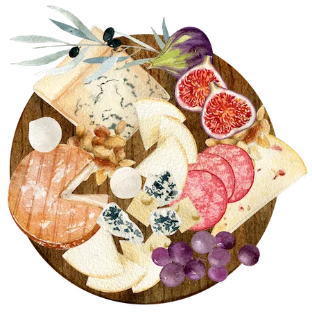 charcuterie watercolor graphic