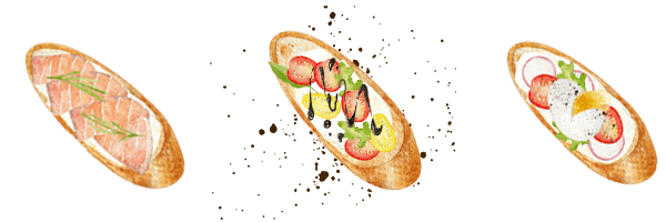toasts watercolor graphic