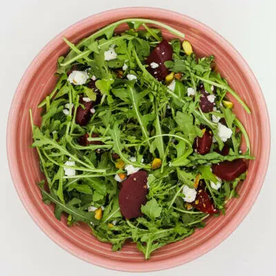 arugula with beets and chevre salad