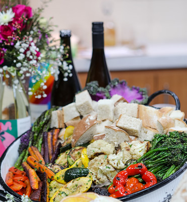 the silver shamrocks catering roasted vegetables display